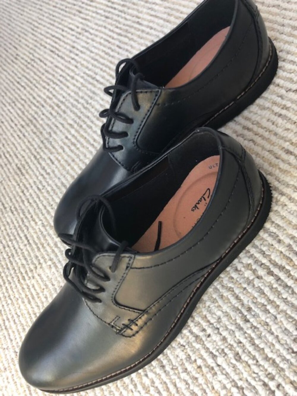 Clarks Raharto Plain Black Leather Shoes